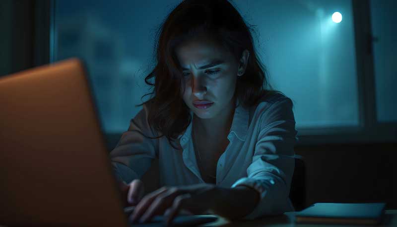 woman searching on the computer - frustrated